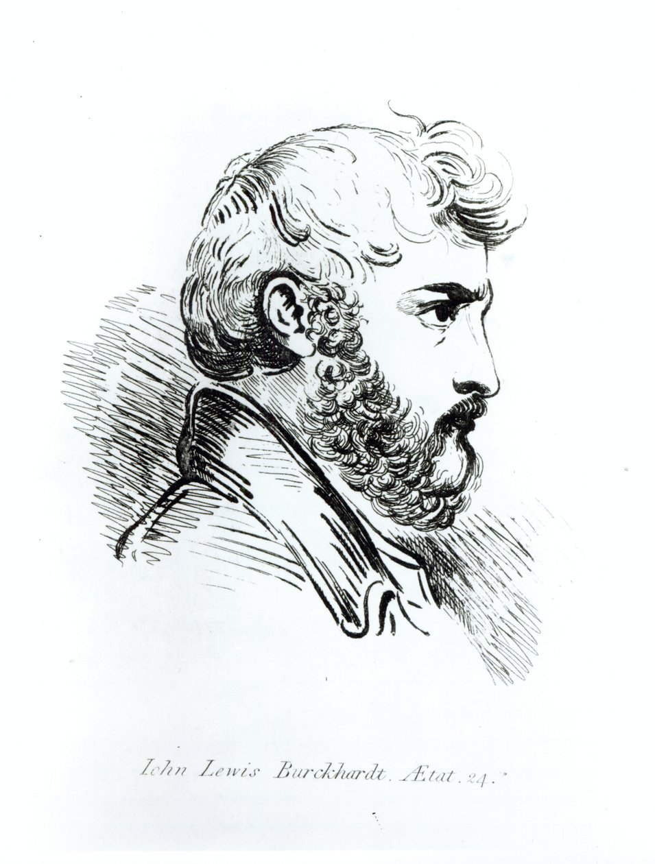 Portræt af John Lewis Burckhardt (1784-1817) i en alder af 24 (pen og blæk) af English School
