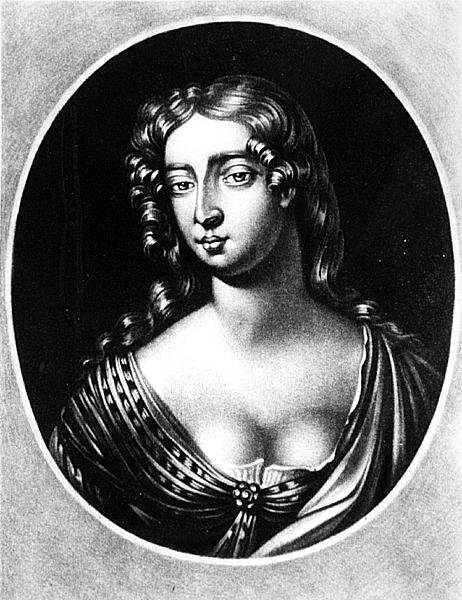Portræt af Madam Mary Davis, indgraveret af Richard Earlom (1743-1822) fra Illustrious Characters in British History (mezzotint) af English School