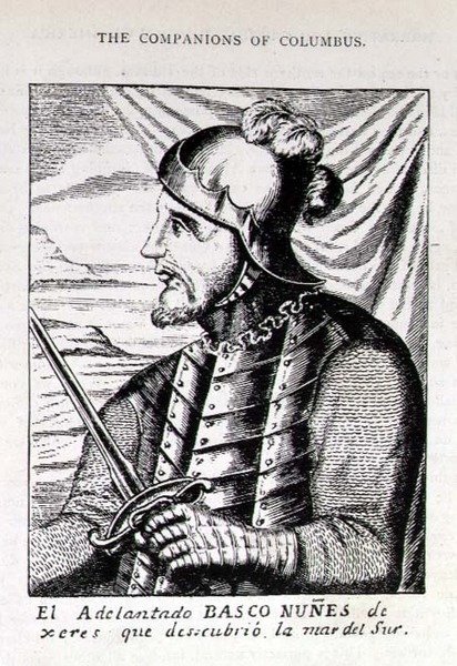 Portræt af Pedro Nunes (1502-78) fra Xeres, der opdagede Sydhavet, fra The Narrative and Critical History of America, redigeret af Jusing Winsor, London, 1886 af English School