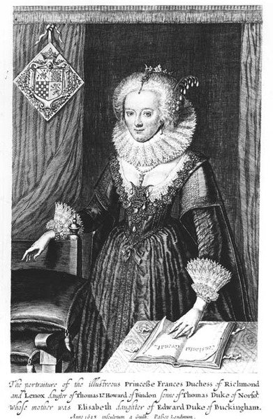 Portræt af prinsesse Frances, hertuginde af Richmond og Lennox, indgraveret af Guilh, 1623 af English School