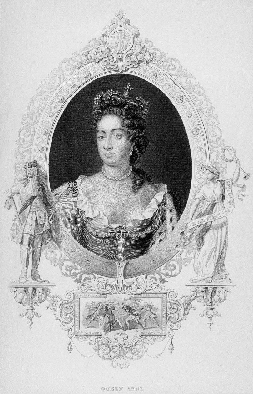 Portræt af dronning Anne (1665-1714) af English School