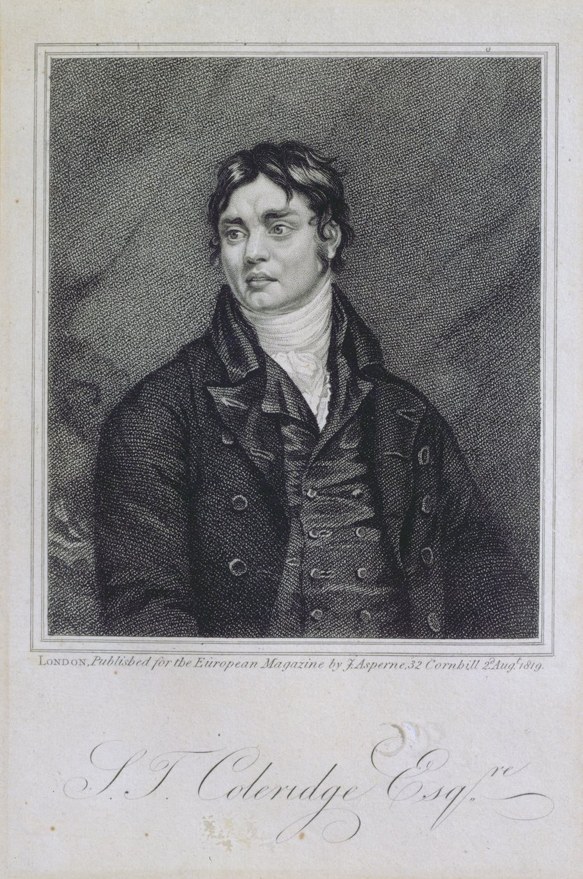 Portræt af Samuel Taylor Coleridge (1772-1834) udgivet i 1819 af English School