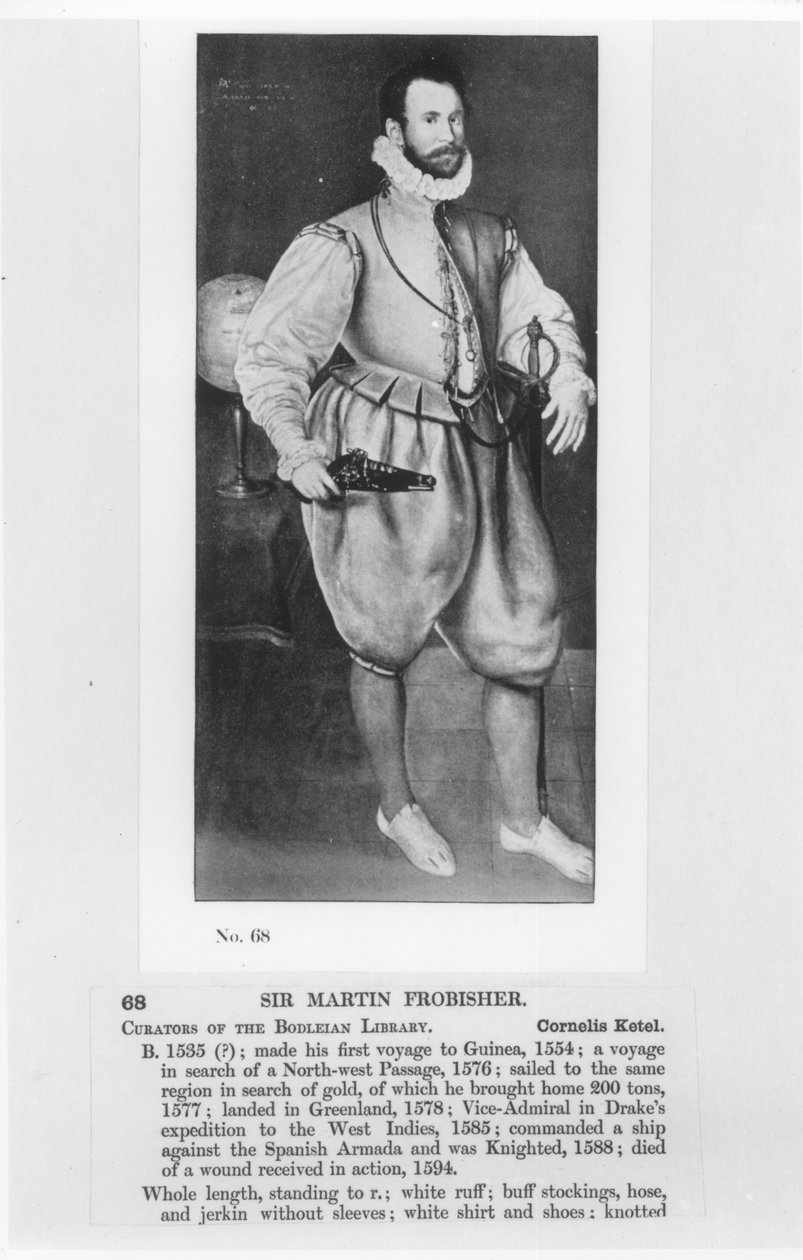 Portræt af Sir Martin Frobisher (ca.1535-94) af English School