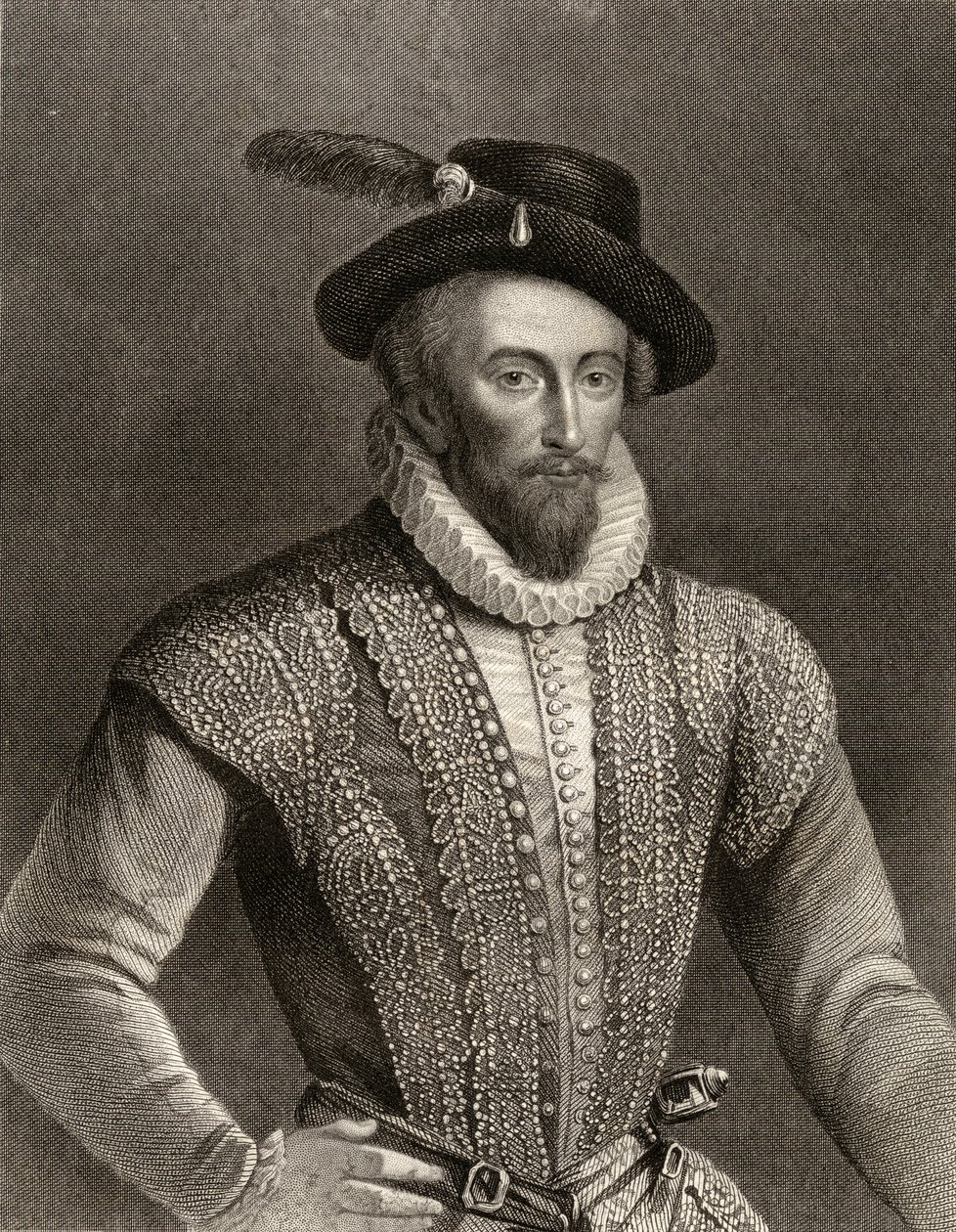 Portræt af Sir Walter Raleigh (ca. 1554-1618) af English School
