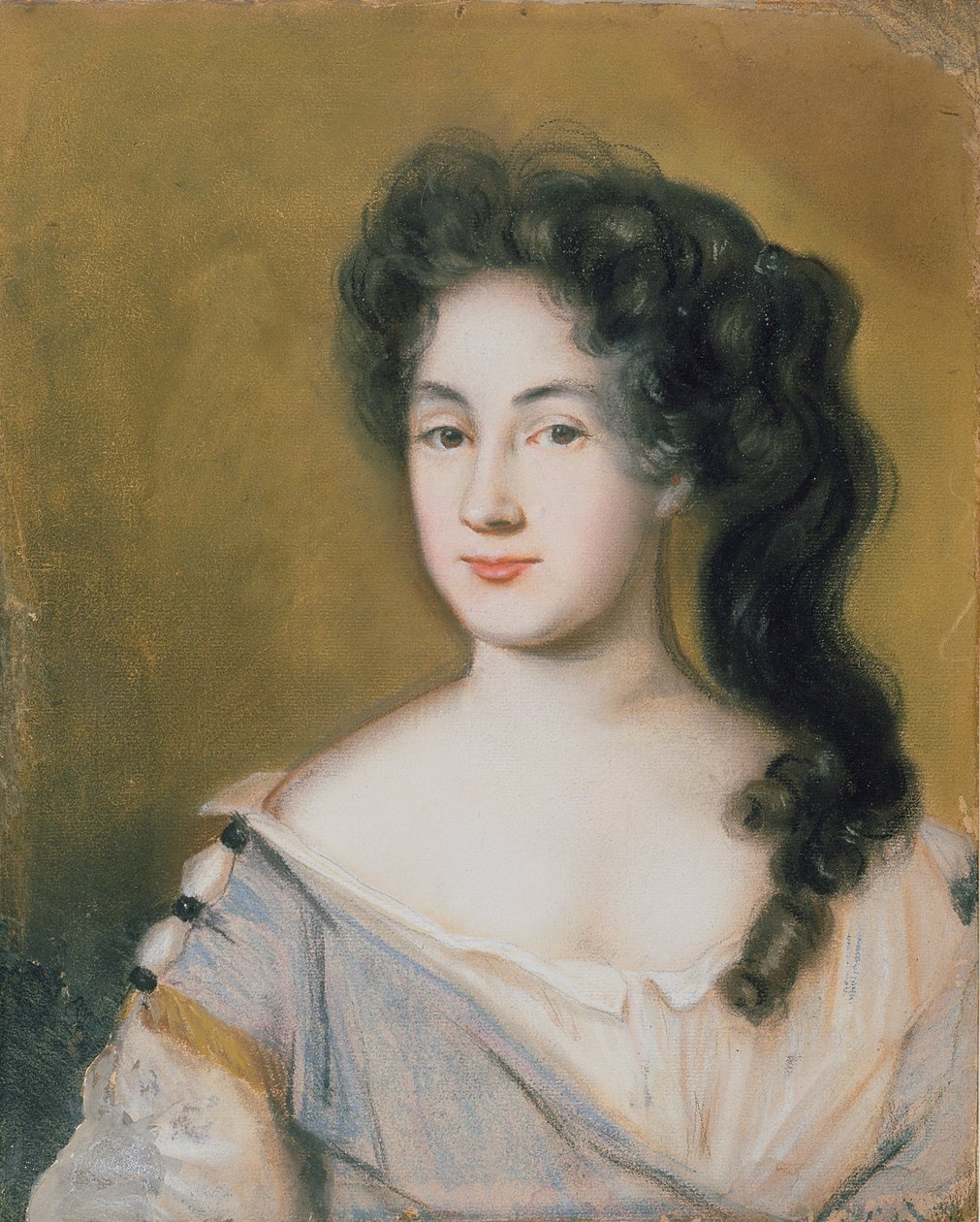 Portræt af en dame (pastel på papir) af English School