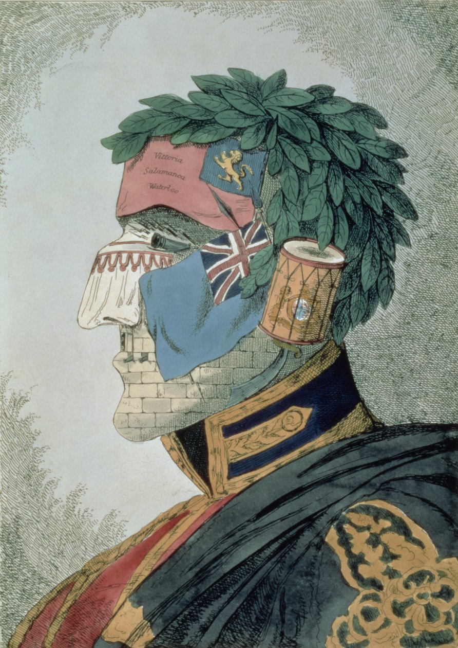 Portrait of a Noble Duke, tegneserie af Arthur Wellesley, Duke of Wellington (1769-1852) pub. 1829 af English School