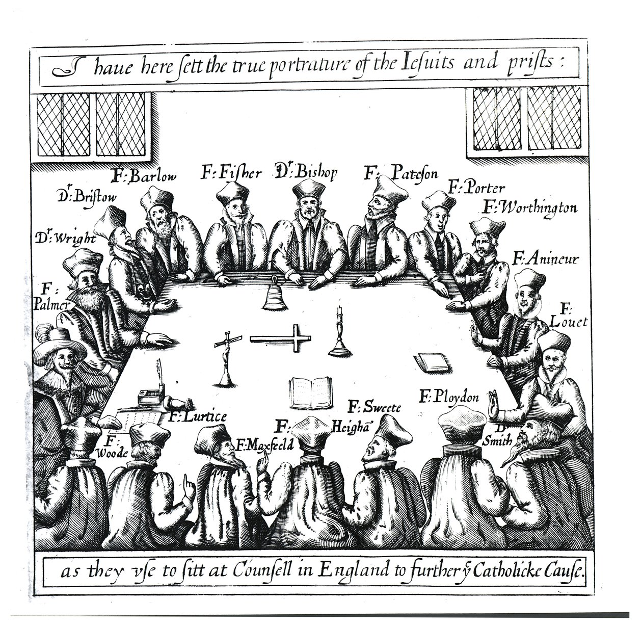 Portrætter af jesuitterne og præsterne, som de plejede at sidde i råd i England for at fremme den katolske sag af English School
