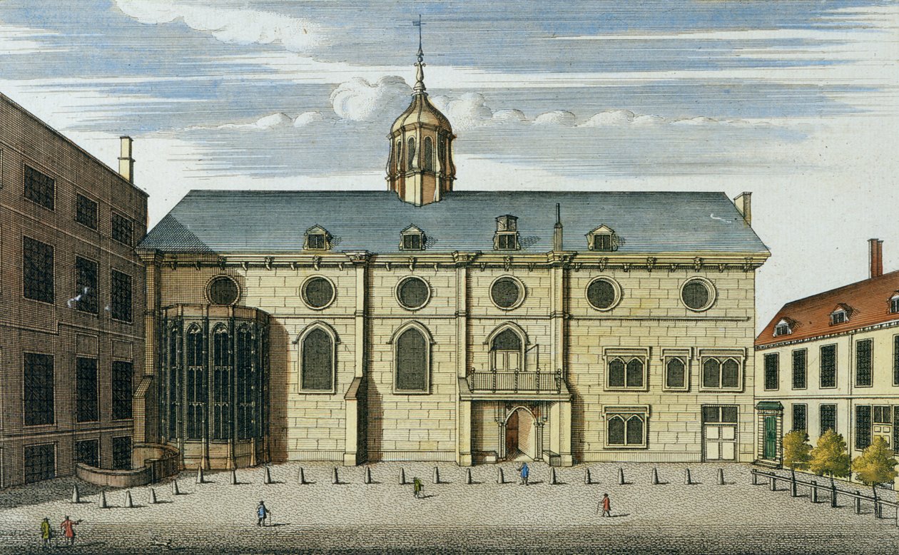 Premier Map of London and Suburbs: The Bank of England in ye Poultry, 1724 (håndfarvet gravering) af English School