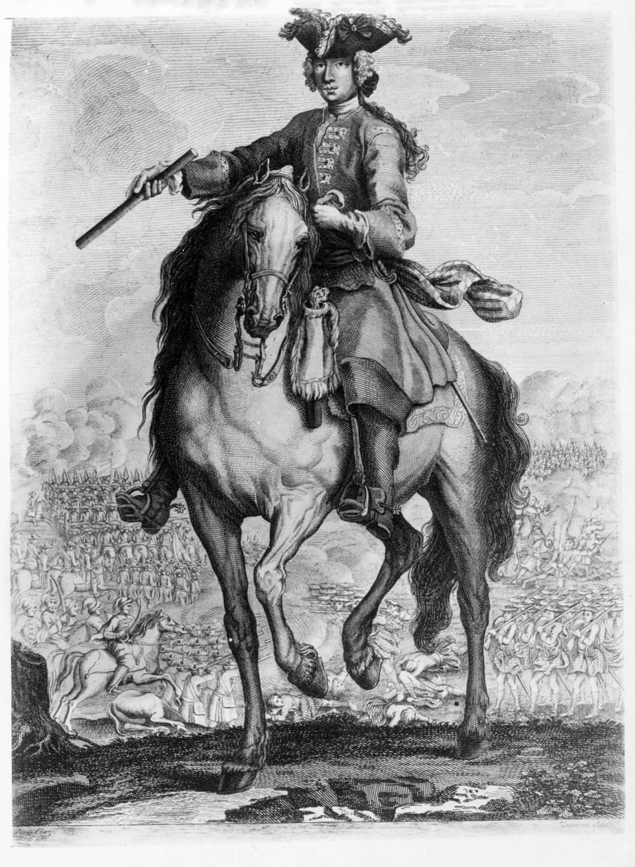Prins Charles Edward Stuart i slaget ved Prestonpans, ca. 1745 af English School