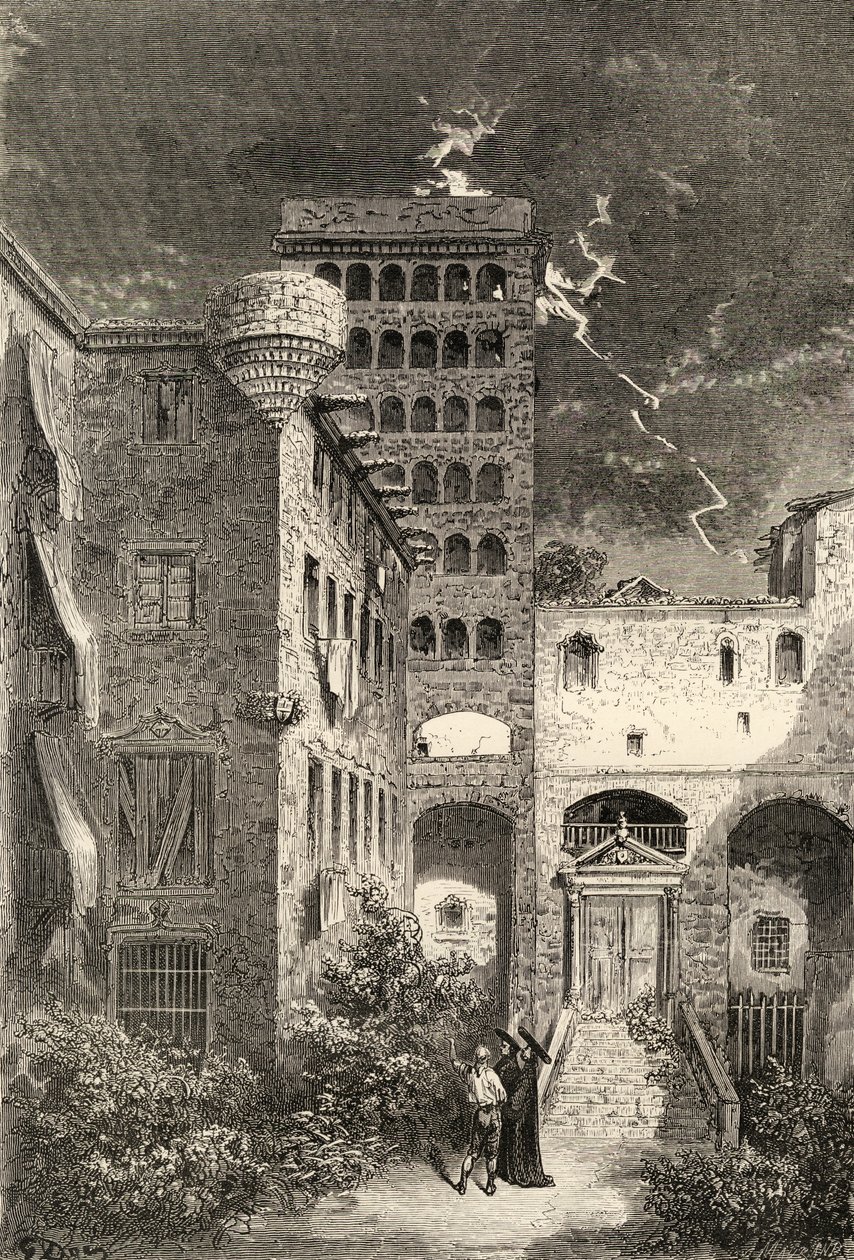 Inkvisitionsfængslet, Barcelona, Spanien, fra "Spanish Pictures" af pastor Samuel Manning, udgivet i 1870 af English School
