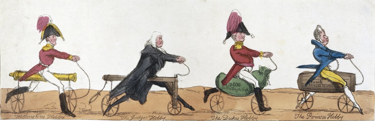 Professionelle mænd, der rider hobbyheste, ca. 1820 af English School
