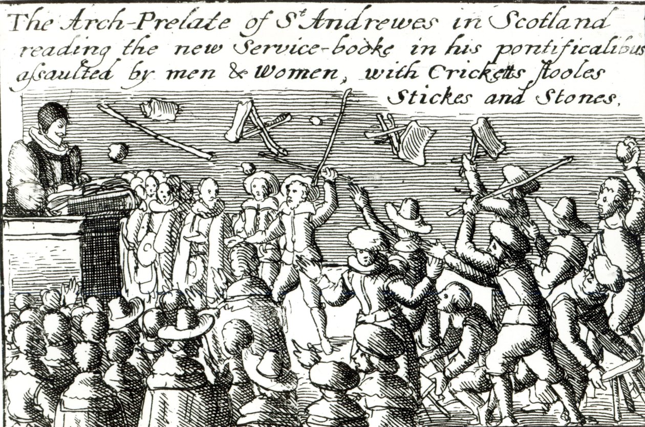 Demonstranter i Edinburgh, 1637 af English School