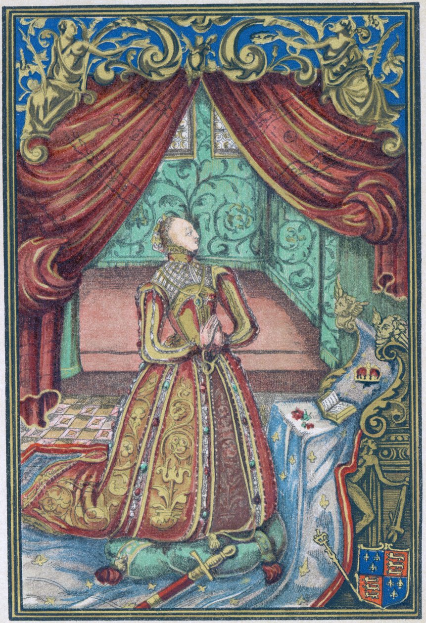 Dronning Elizabeth I ved bøn, frontispice til 