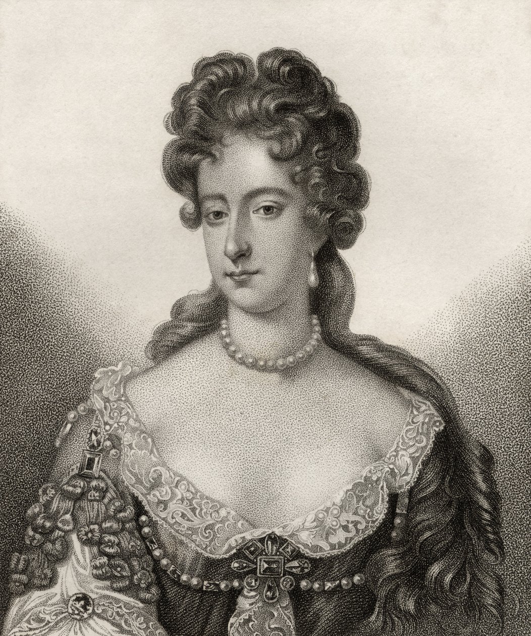 Queen Mary II, graveret af Bocquet, illustration fra 