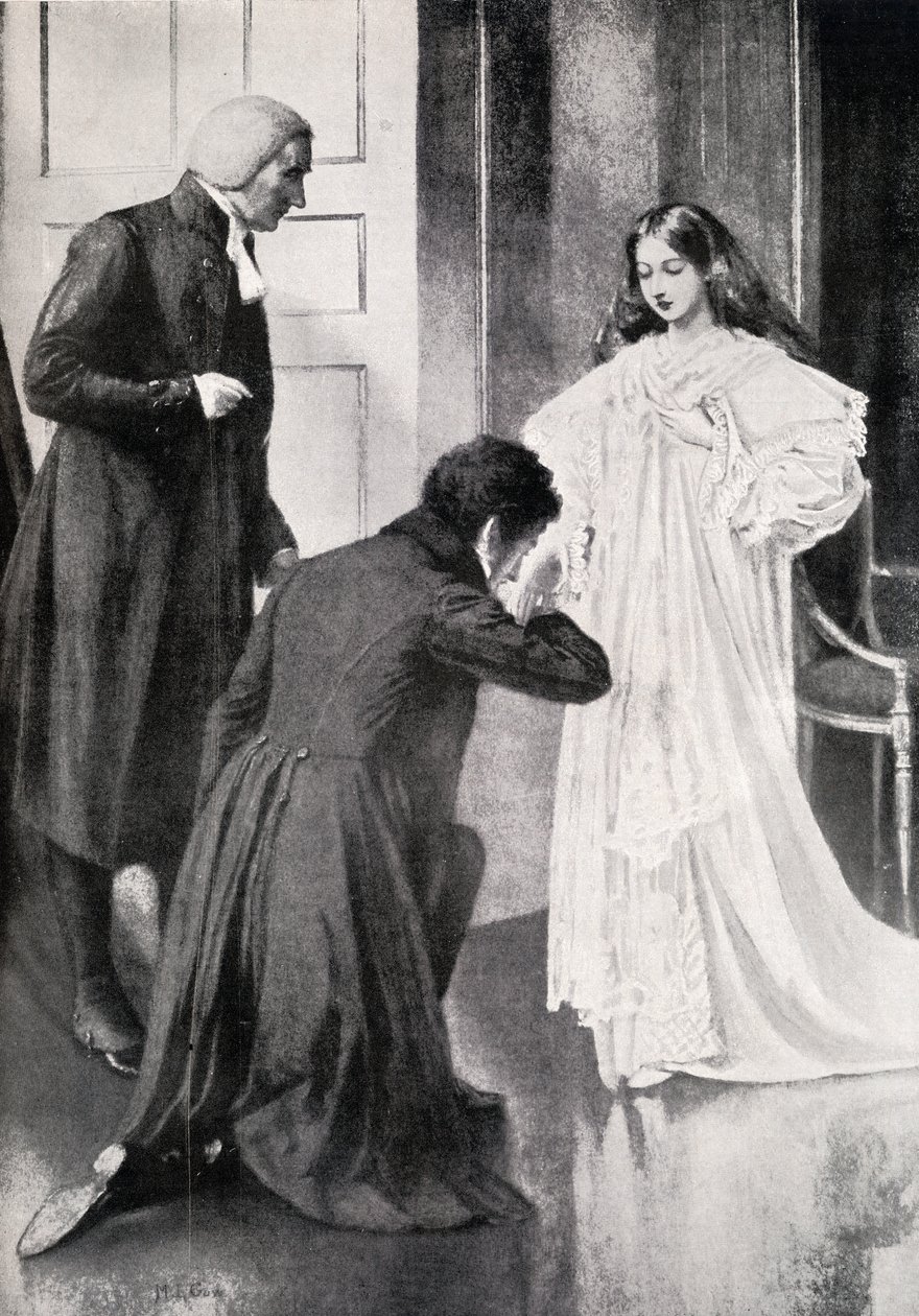 Dronning Victoria (1819-1901) modtager nyheden om sin tiltrædelse på Kensington Palace den 20. juni 1837 af English School