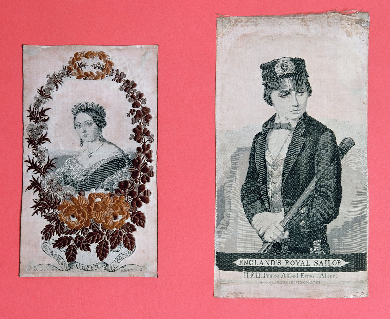 Dronning Victoria og Prins Albert bogmærker (stevengraph) af English School