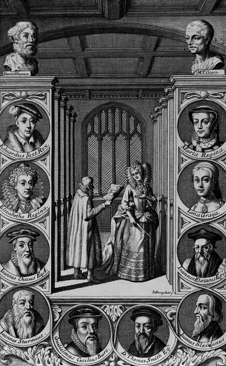 Læser et brev til dronning Elizabeth I af English School