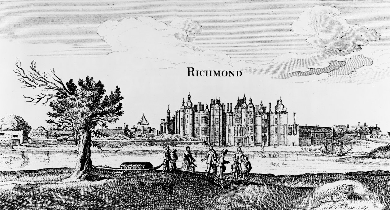 Richmond Palace, graveret af Michiel van der Gucht (1660-1725) af English School