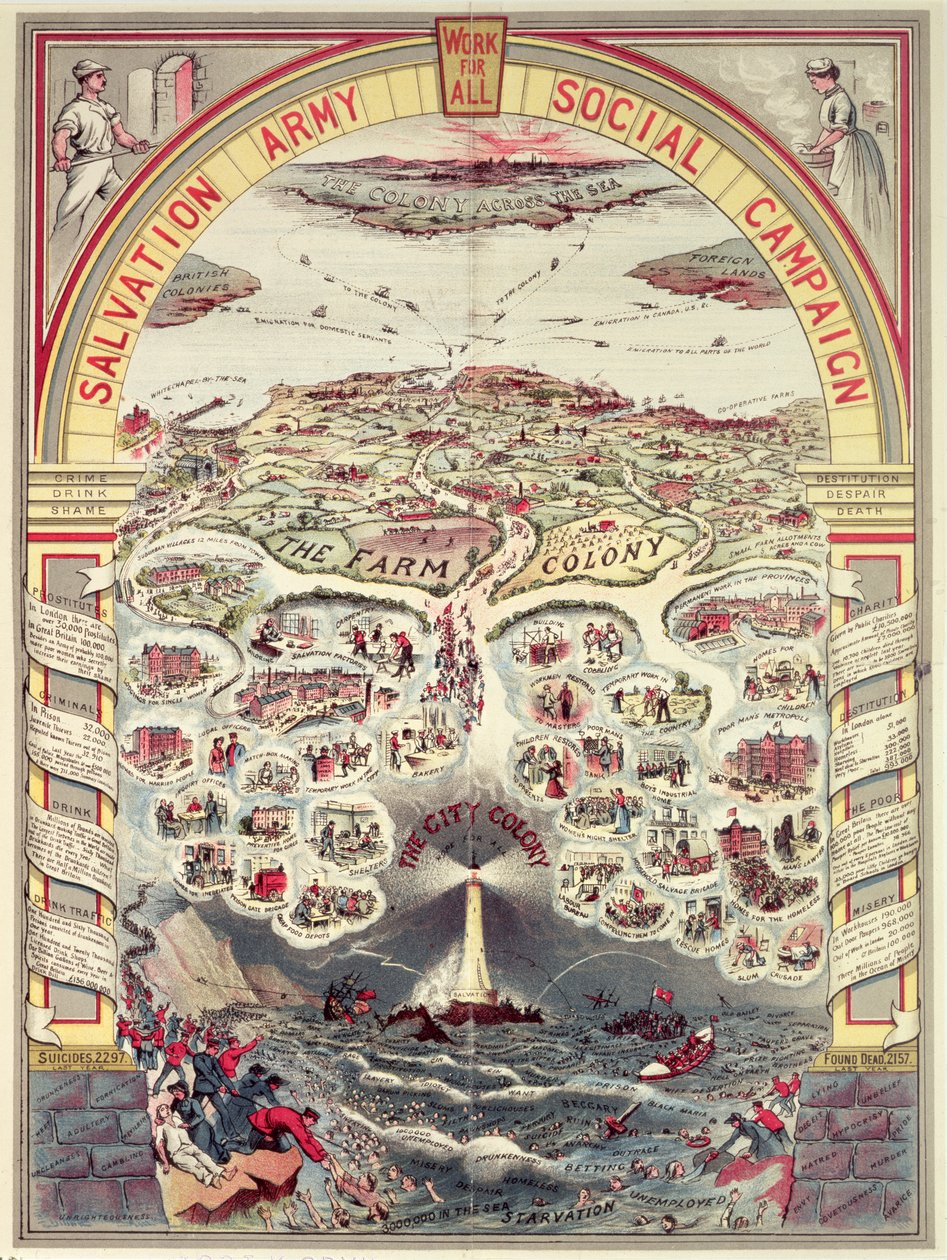 Salvation Army Social Campaign propagandaplakat, London, ca. 1910 (chromolitho) af English School