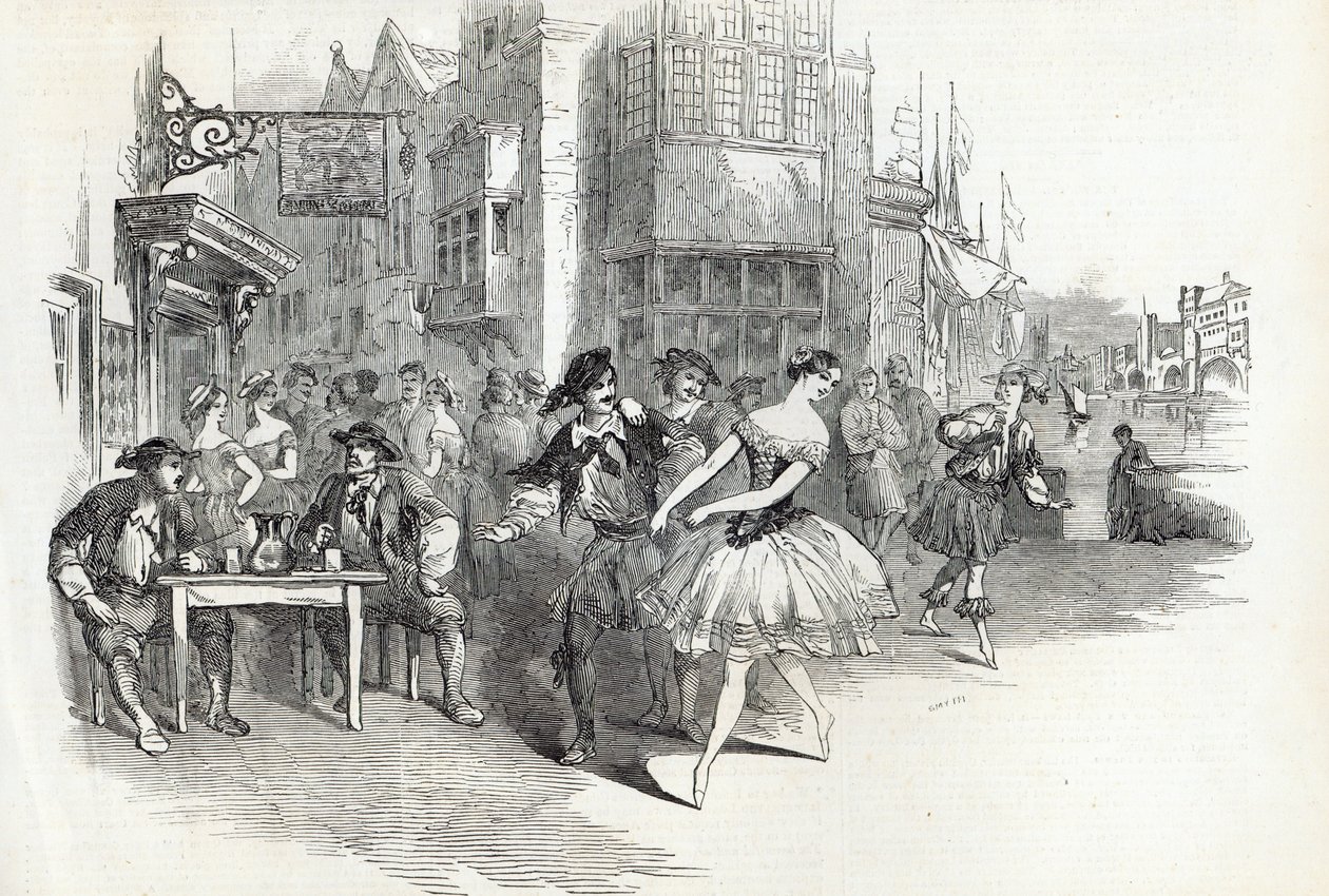 Scene fra den nye ballet af "The Wags of Wapping", på Drury-Lane Theatre, fra The Illustrated London News, 21. november 1846 af English School
