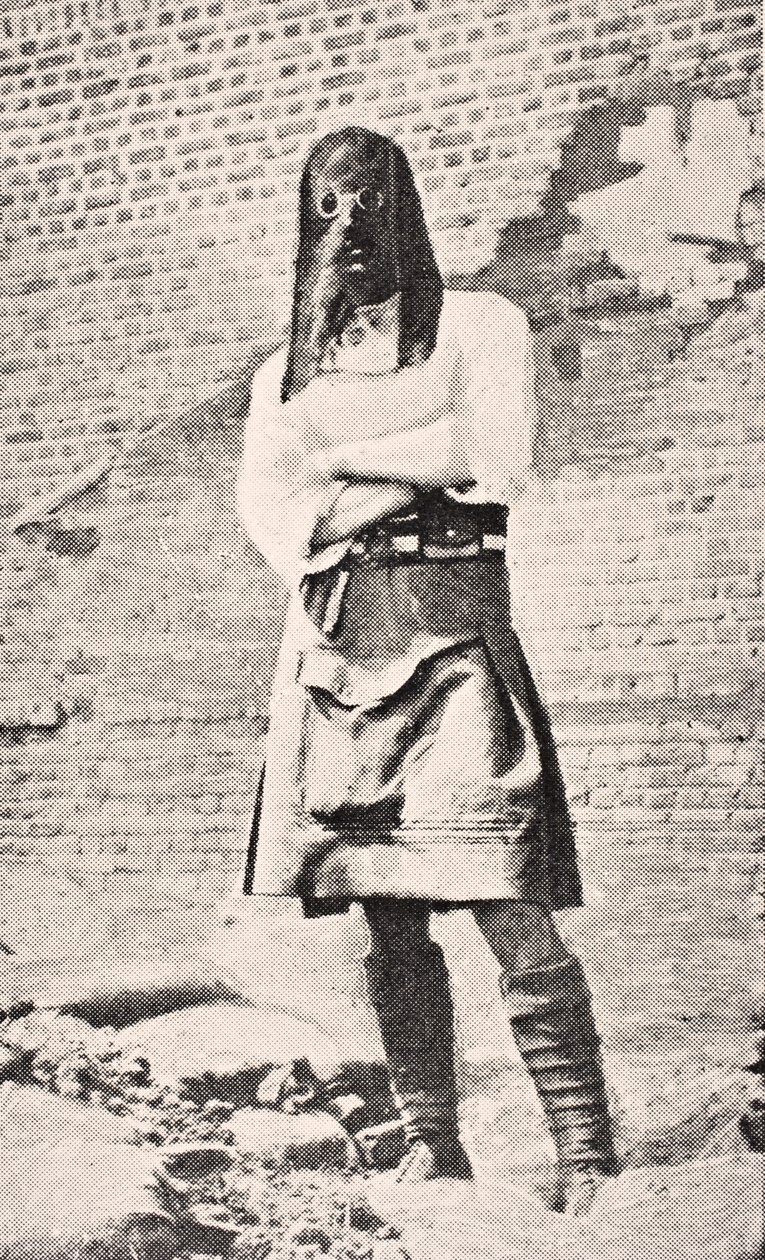 Skotsk soldat med gasmaske i 1915, fra "The War Illustrated deLuxe, udgivet i London, 1916 af English School