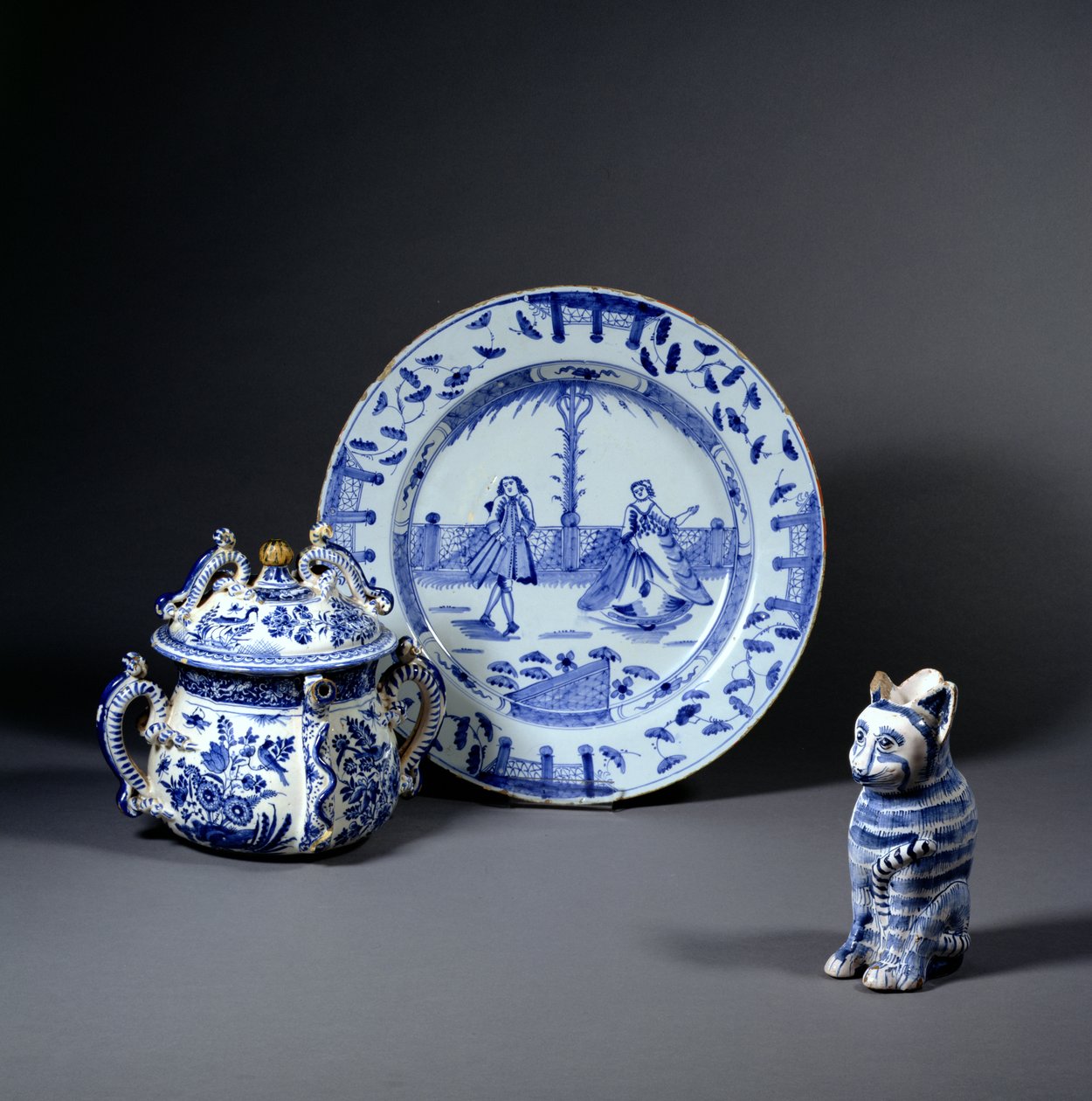 Udvalg af Delftware, ca. 1670 (keramik) af English School
