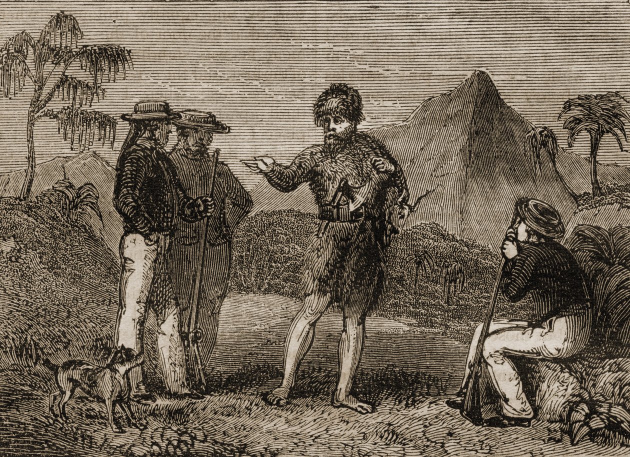 Selkirk and the British Sailors, illustration fra 