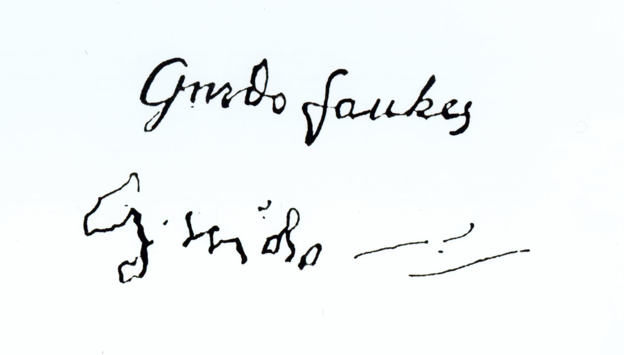 Signatur af Guy Fawkes (1570-1606) af English School