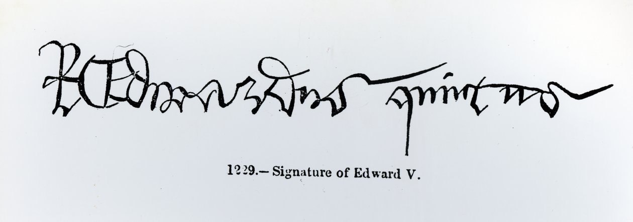 Signatur af kong Edward V (1470-83) af English School