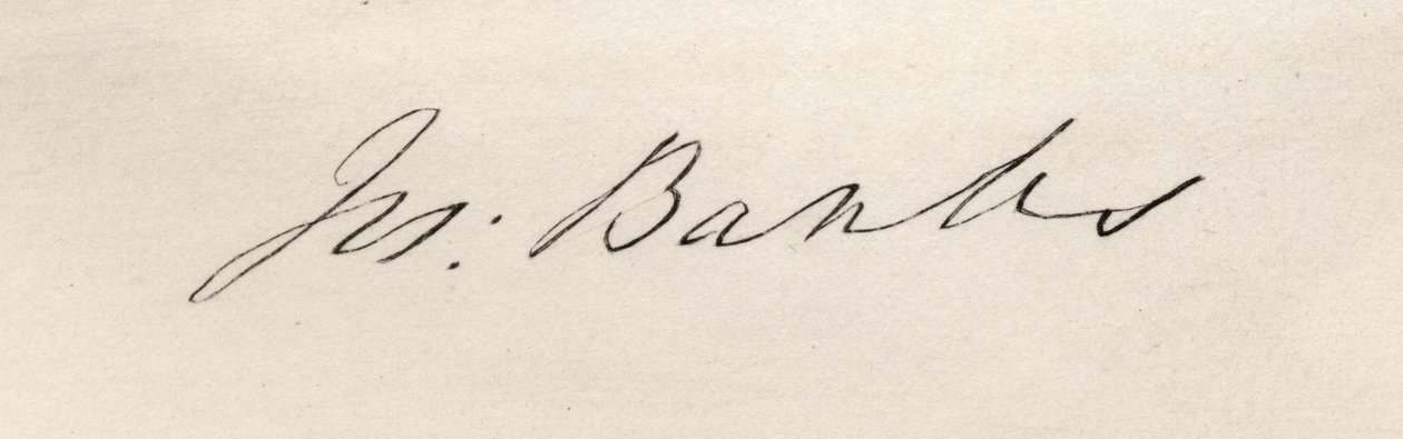 Underskrift af Sir Joseph Banks (1743-1820) Baronet of Banks af English School