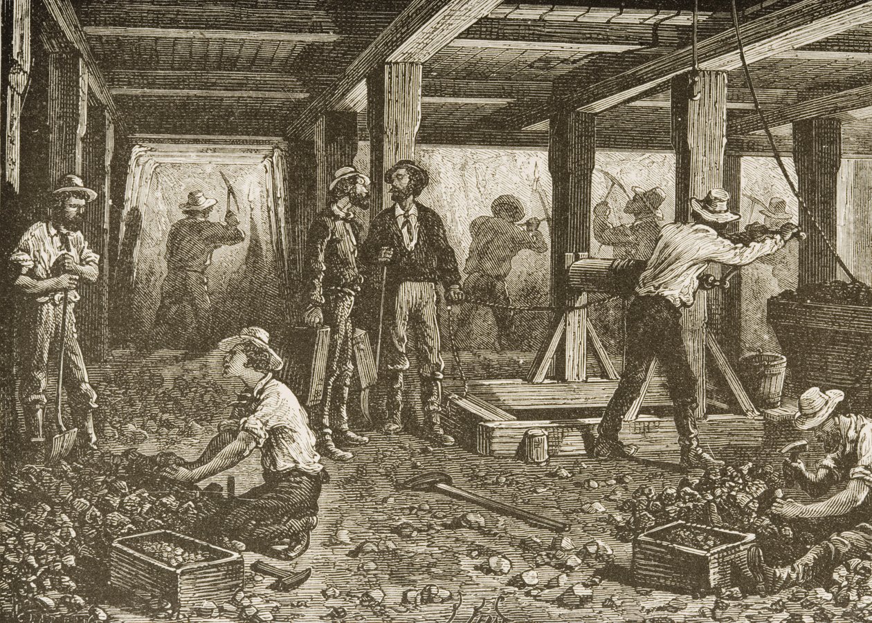 Silver Mining in Nevada, ca. 1870, fra 