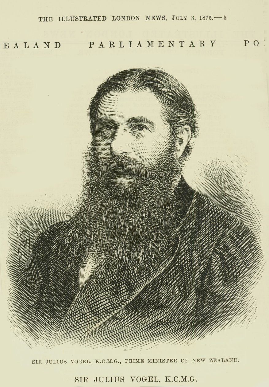 Sir Julius Vogel, KCMG (1835-99) fra "The Illustrated London News", 3. juli 1875 af English School