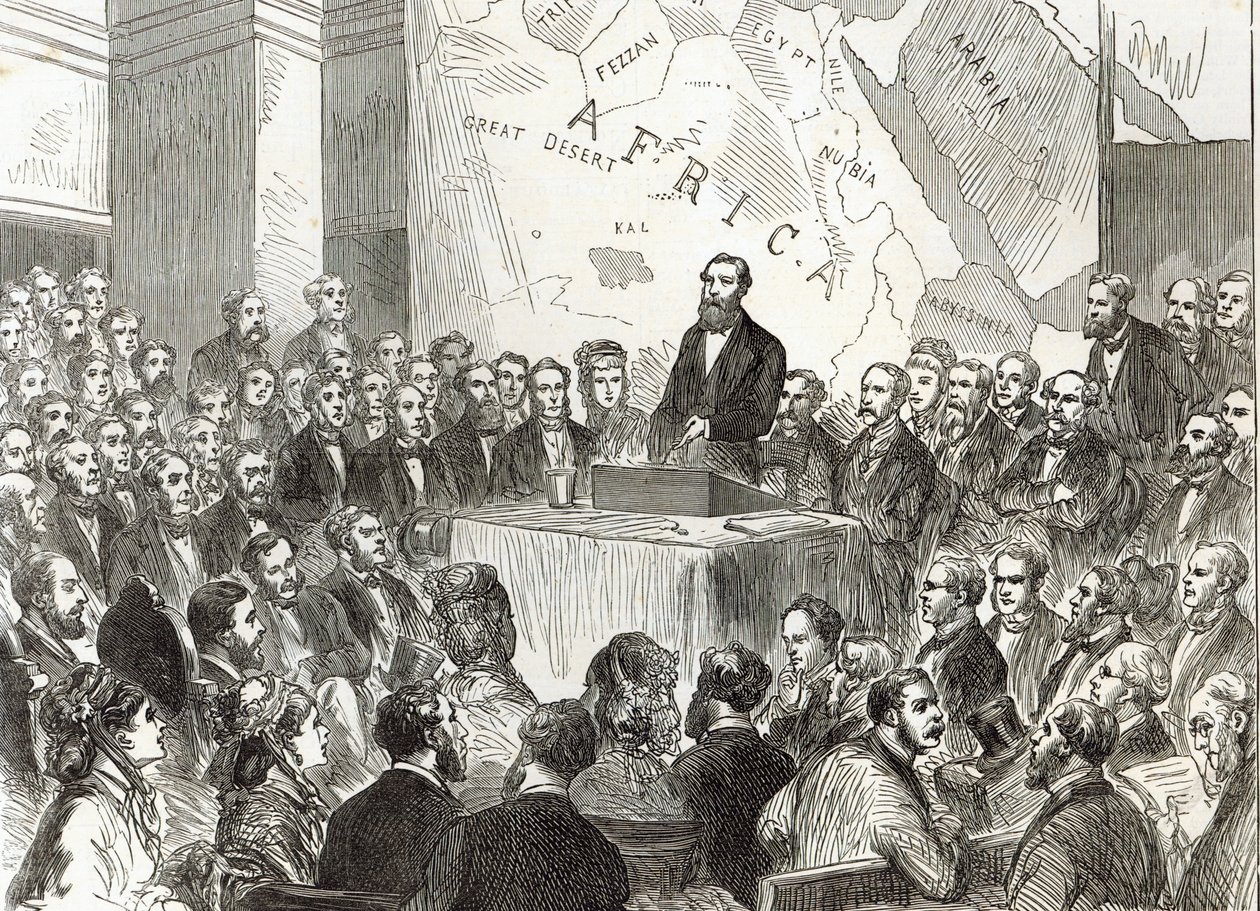 Sir Samuel Baker ved mødet i Royal Geographical Society, fra 