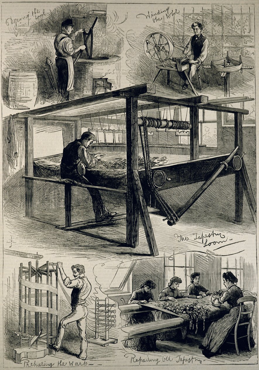 Skitser af Royal Tapestry Manufactory i Windsor, fra 