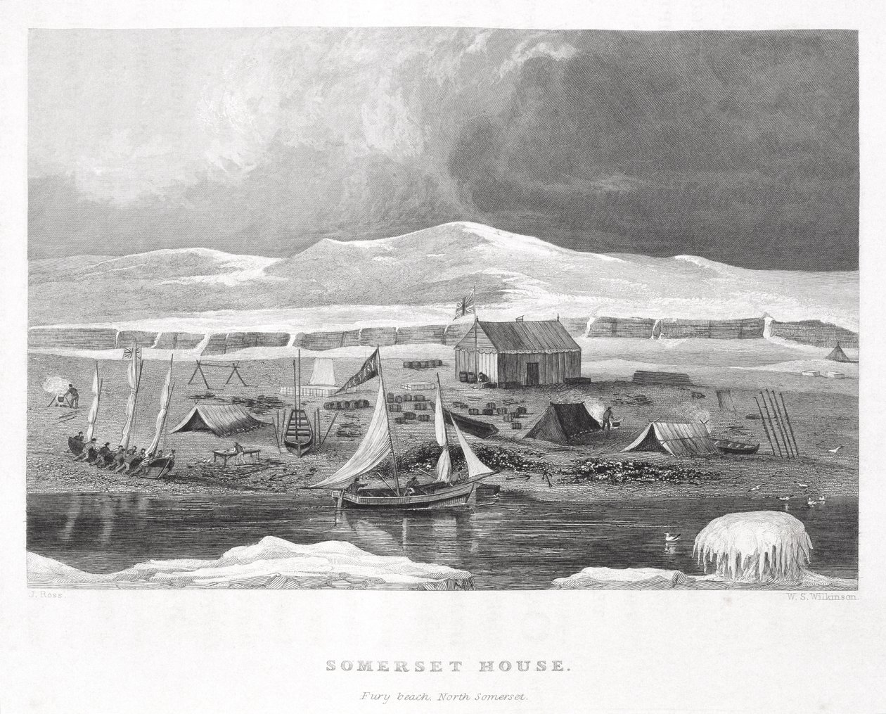 Somerset House, fra Narrative of a Second Voyage in Search of a North-West Passage (1829-33), af Sir John Ross (1777-1836), indgraveret af W.S. Wilkinson, 1835 af English School