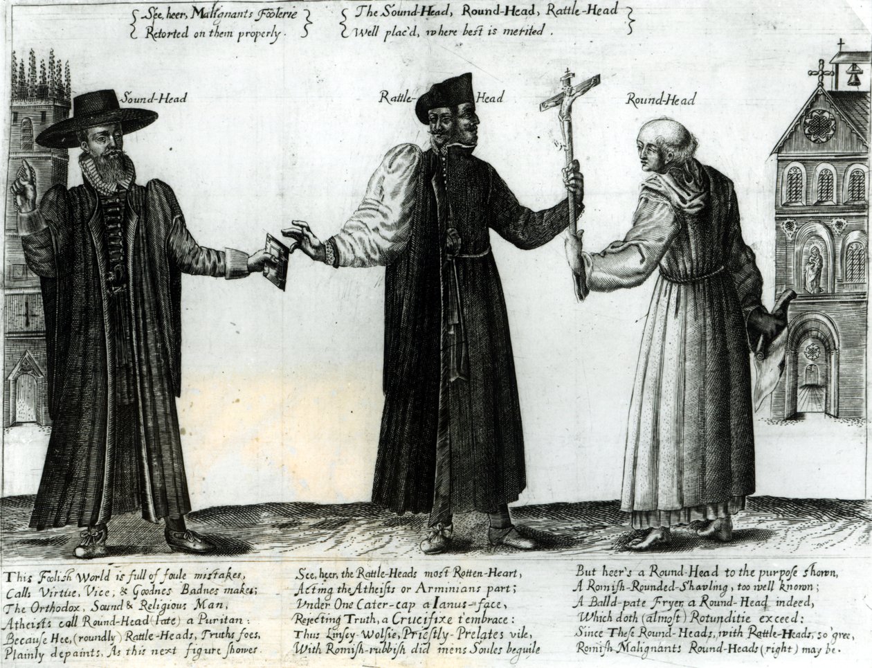 Soundhead, Rattlehead, Roundhead, 1642 af English School