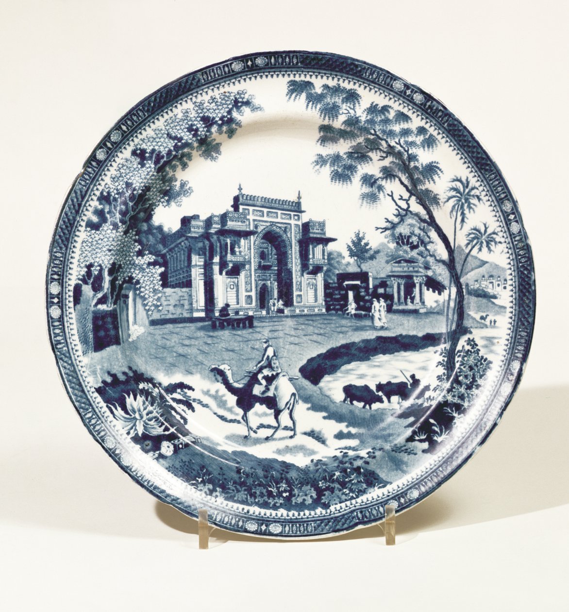 Spode blå og hvid plade, ca. 1815 (lertøj) af English School