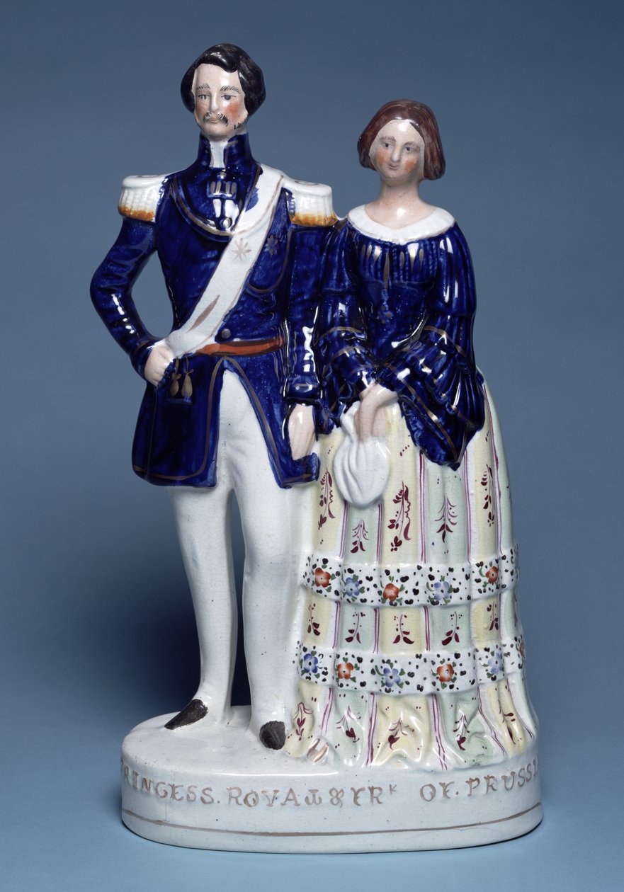 Staffordshire-figurer af Princess Royal og Prince Frederick William IV af Preussen, 1857 (lertøj) af English School