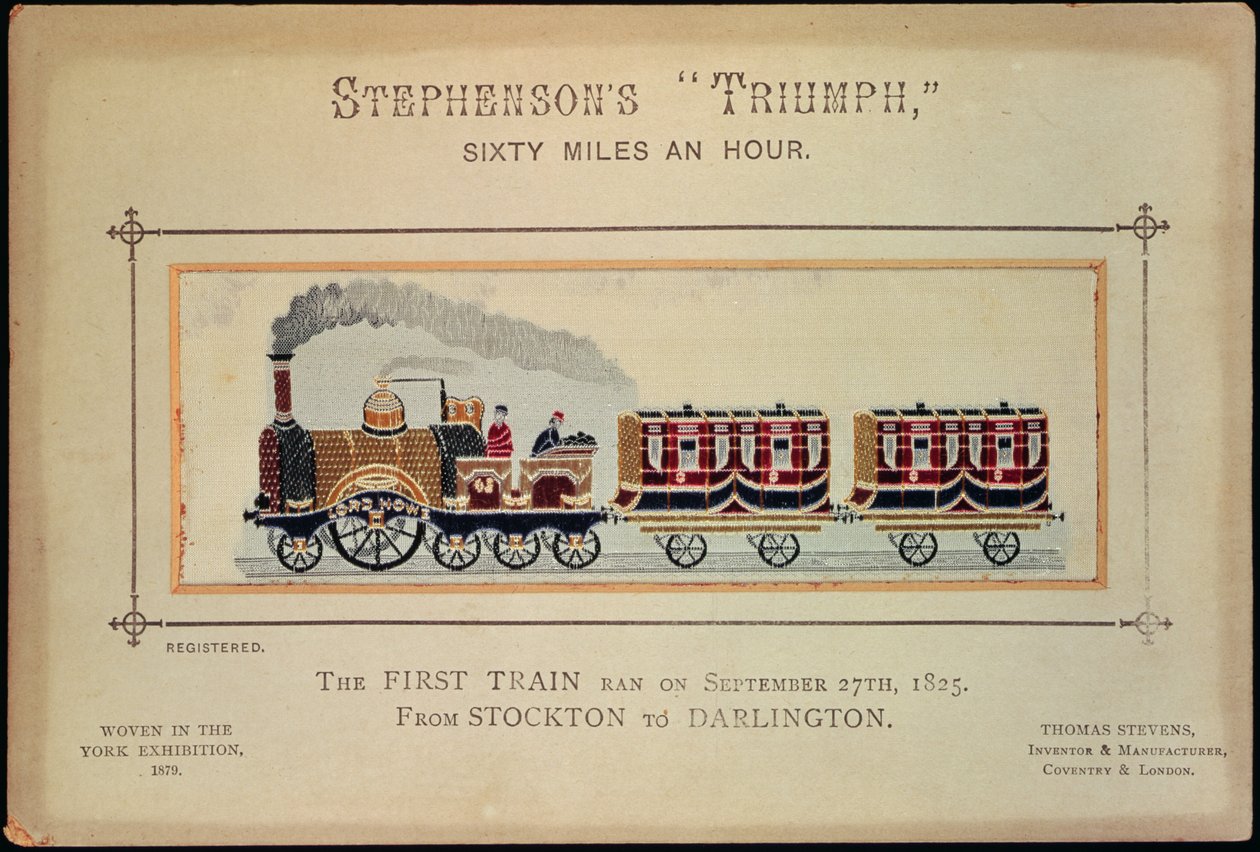 Stephensons Triumph, vævet til York-udstillingen, 1879 (stevengraph) (se også 151153) af English School