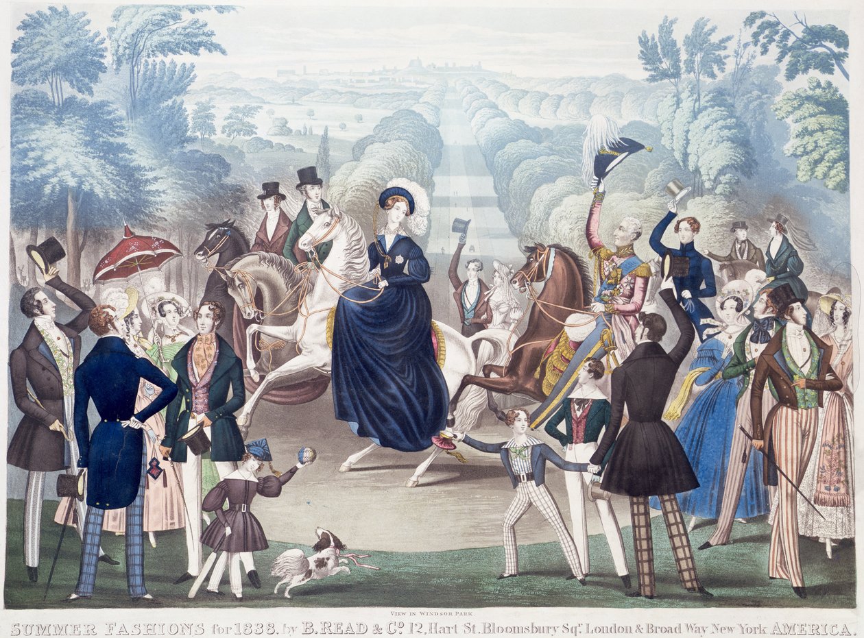 Summer Fashions for 1838, View in Windsor Park af B Read and Co. (farvet akvatint) af English School