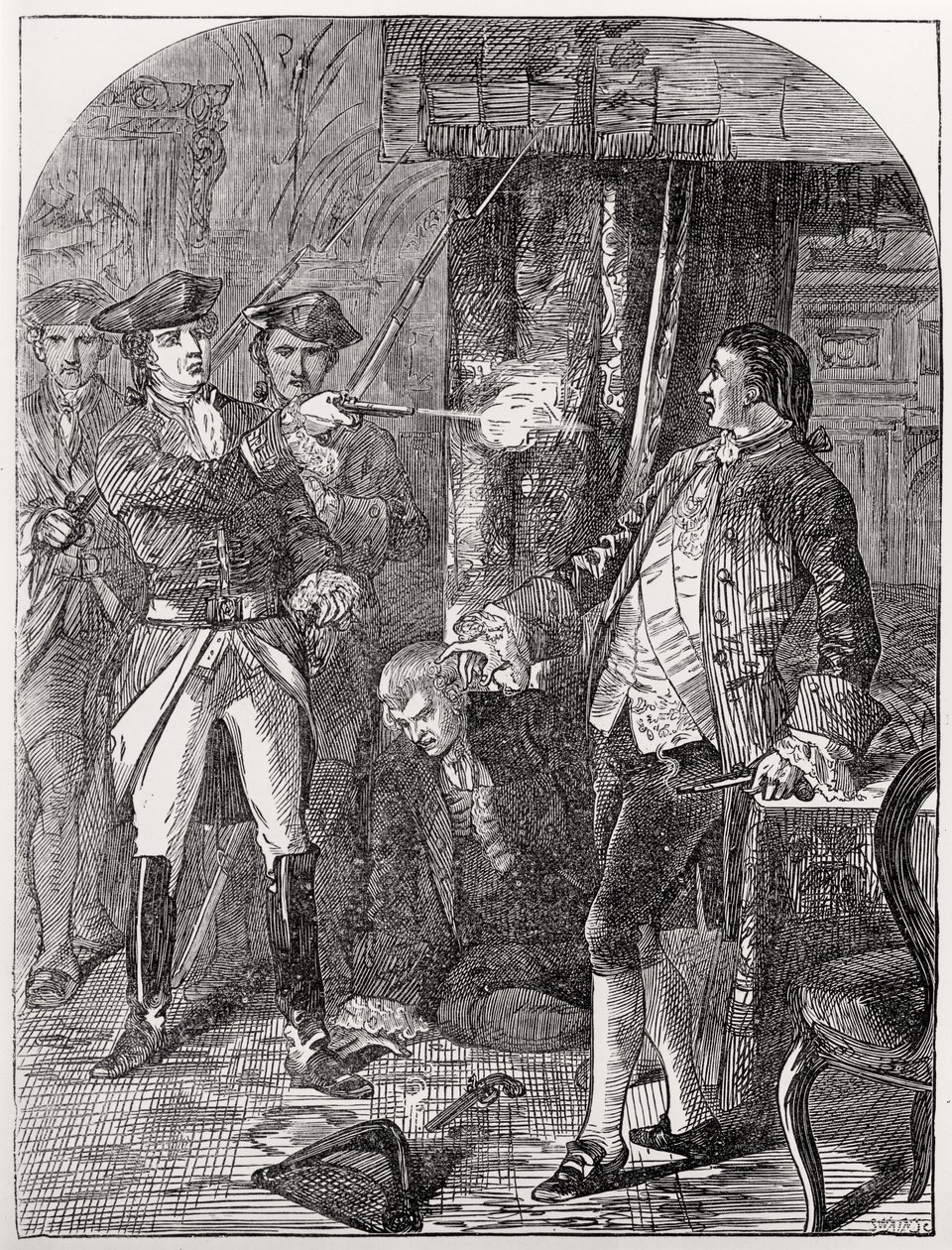 Arresten af Lord Edward Fitzgerald (1763-98), 19. maj 1798, indgraveret af Joseph Swain (1820-1909) af English School