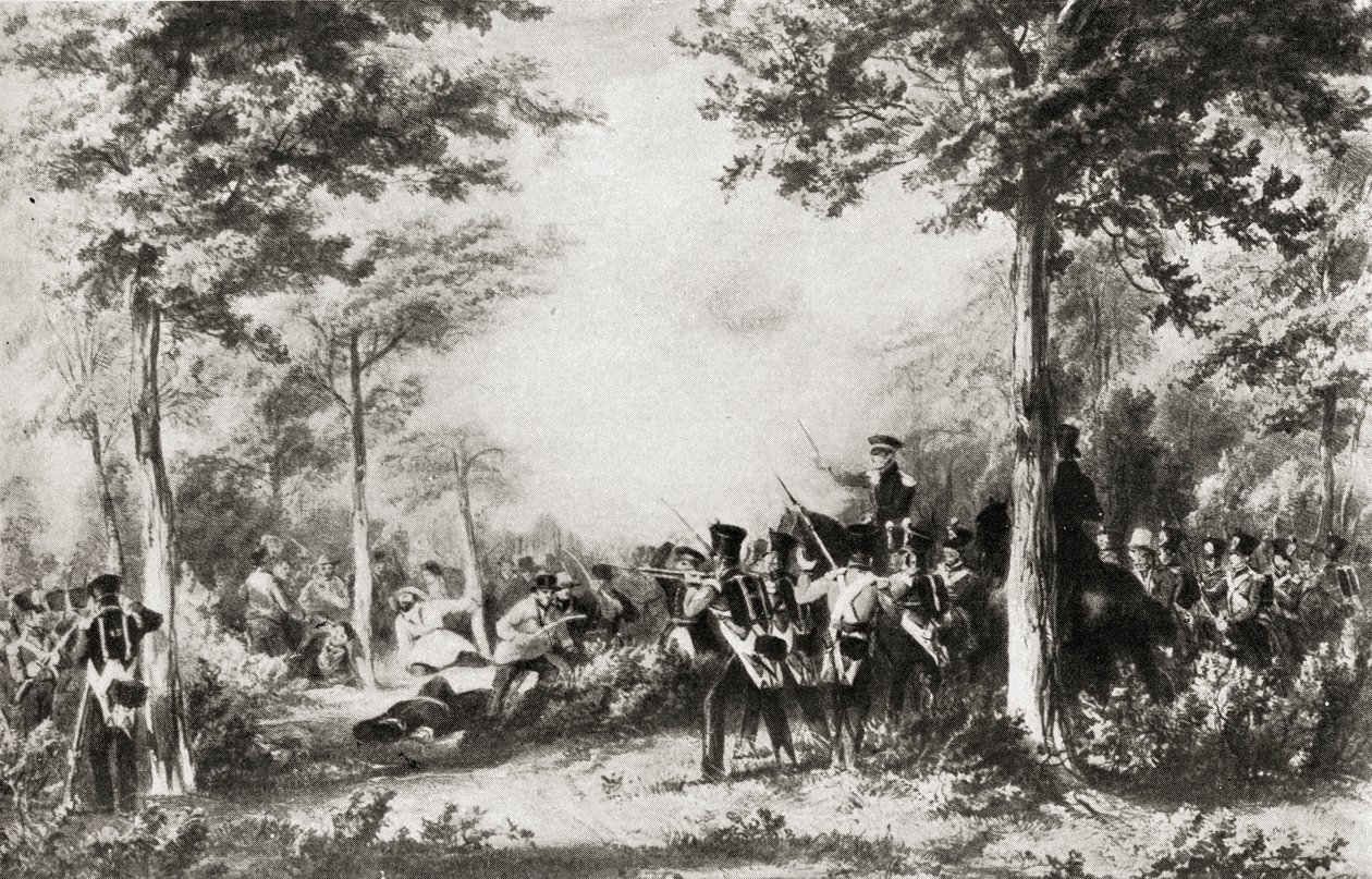 Slaget ved Bossenden Wood i 1838 af English School