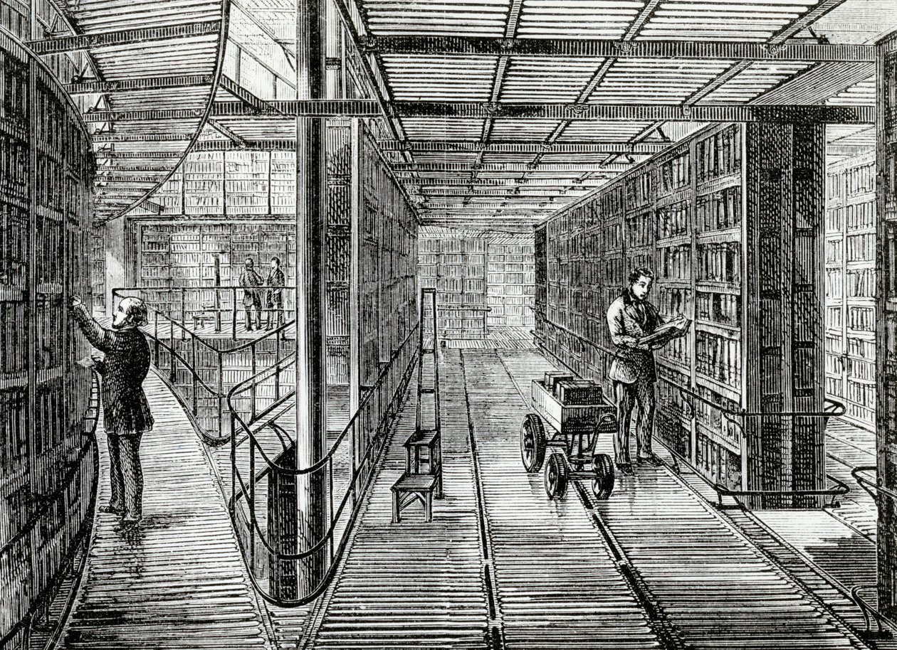 Bogkasserne på British Museum, illustration fra 