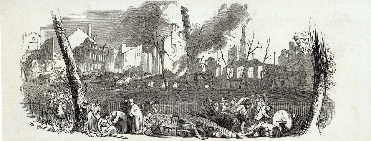 The Bowling-green og Marketfield-street, New York, fra The Illustrated London News, 23. august 1845 af English School