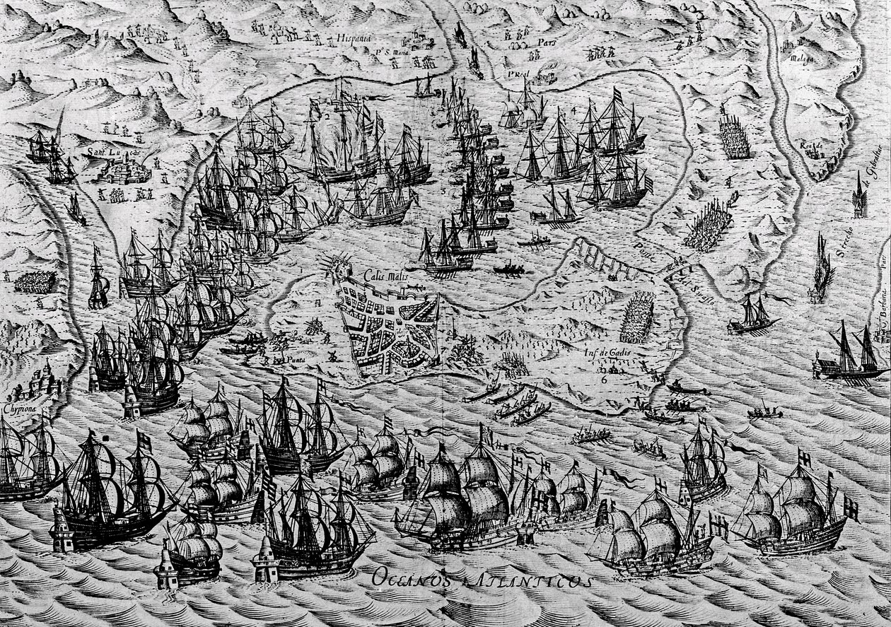 Erobringen af Cadiz, 21. juni 1596 af English School