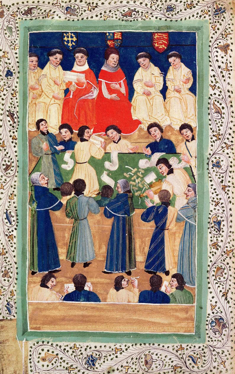Chancery Court, ca. 1460 (belysning på vellum) af English School