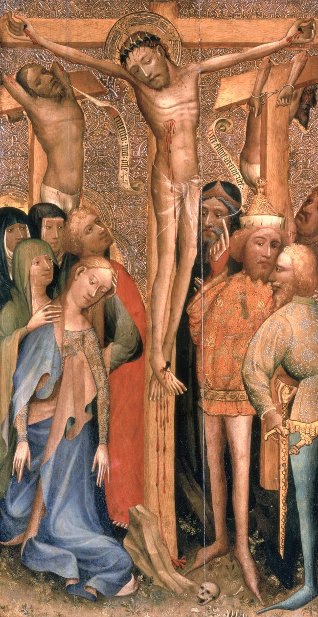The Crucifixion, ca. 1395 (tempera & forgyldt tin-relief på panel) af English School