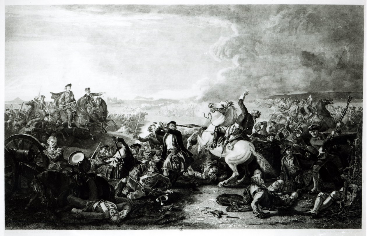 Oberst James Gardiner (1688-1745) død i slaget ved Prestonpans i 1745 af English School