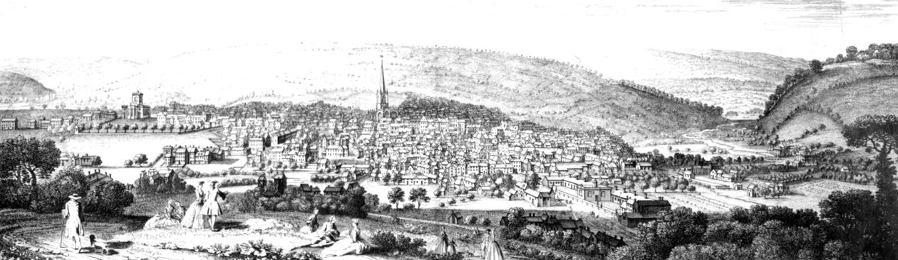 East Prospect of Sheffield, i grevskabet York, 1745 af English School