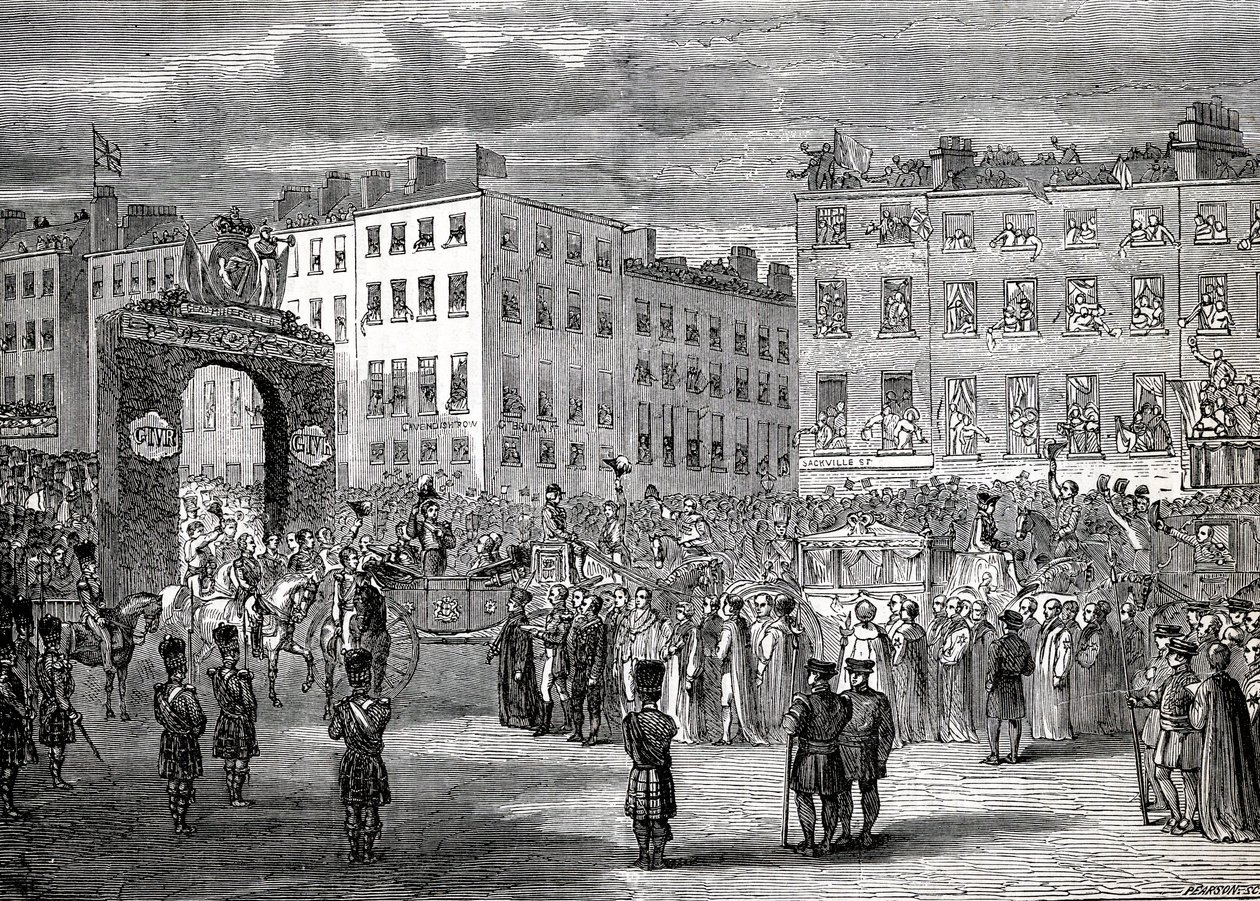 George IVs (1762-1830) indtog i Dublin, 3. september 1821, indgraveret af Pearson af English School